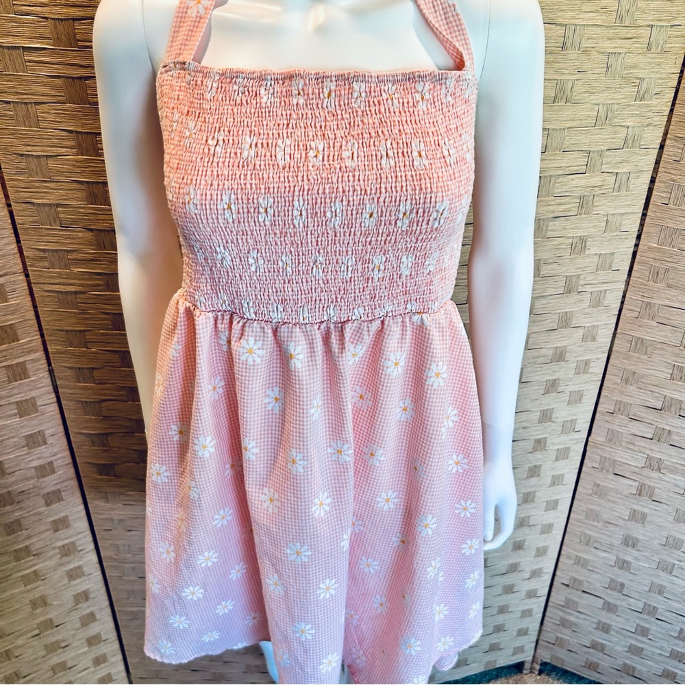 SHEIN pink gingham with white Daisy halter dress/tunic size XL - Picture 8 of 9